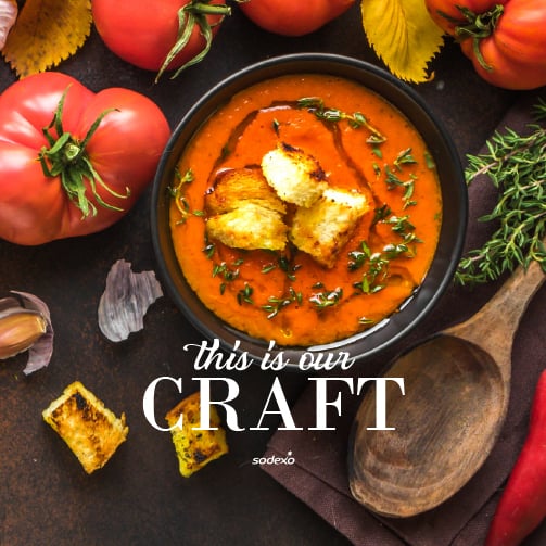 Craft magazine thumbnail showing a bowl of creamy tomato soup with fresh ingredients.