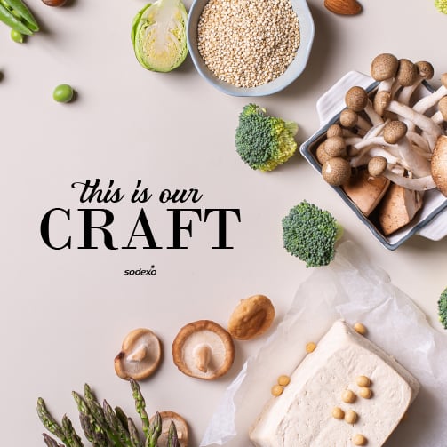 Craft magazine thumbnail showing plant-forward ingredients like tofu, mushrooms and broccoli.