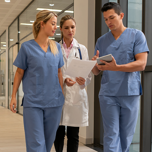 doctor and nurses talking