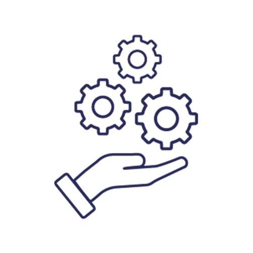 hand holding gears line icon