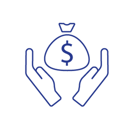 hand with money bag line icon