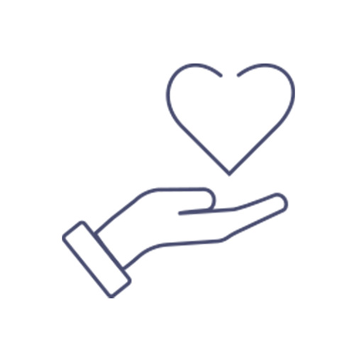 hand extended with a heart line icon