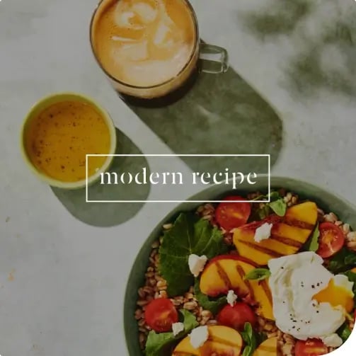 Modern recipe featuring fresh peaches, mango slices, and creamy yogurt in a vibrant presentation.