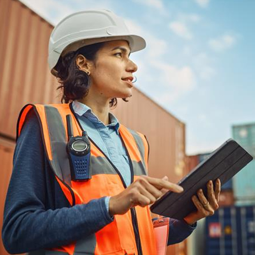 worker with uniform and a helmet