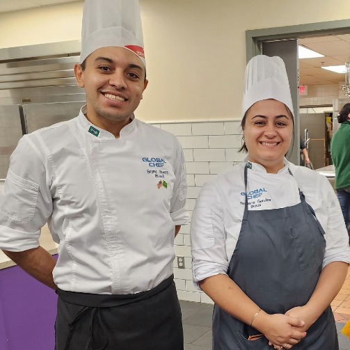 Chefs Bruno Souza and Tayuane Gorziza from Brazil at SUNY Delhi.
