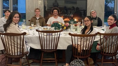 Hobart and William Smith Colleges students at their first-ever Community Table dinner event.