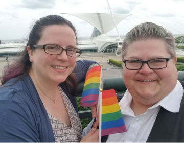 two woman celebrating pride day