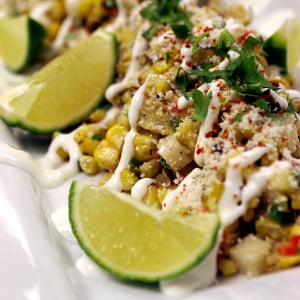 Corn with cream and limes
