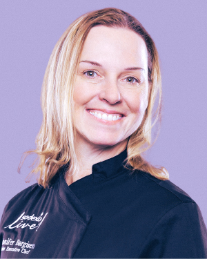 White woman with chef uniform