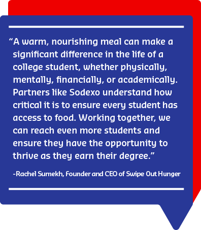 Quote from Rachel Sumekh: Access to nourishing meals helps college students thrive academically and personally.