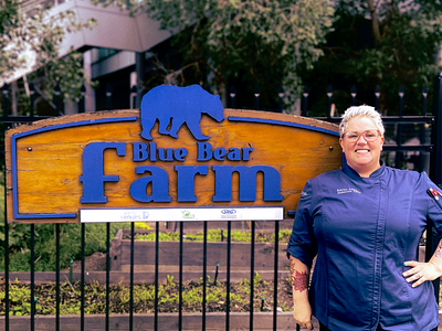 Woman in a bear farm