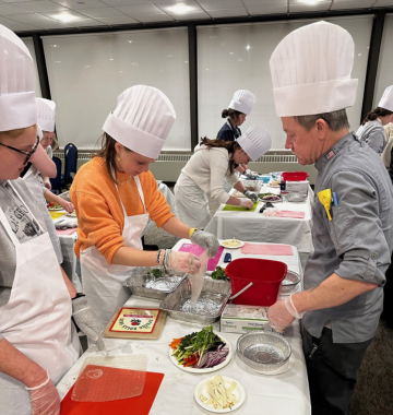 people and chef cooking