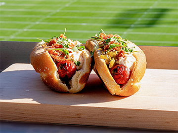 Two hot dogs