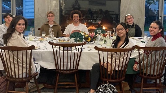 Hobart and William Smith Colleges students at their first-ever Community Table dinner event. 