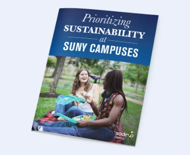 Cover of the case study titled "Prioritizing Sustainability at SUNY Campuses.