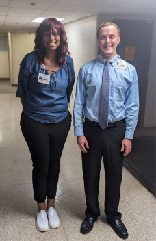 woman and man standing together