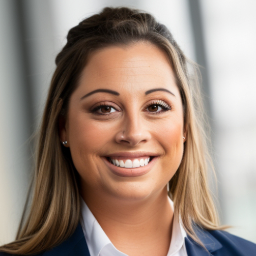 young brown haired woman smiling headshot photo