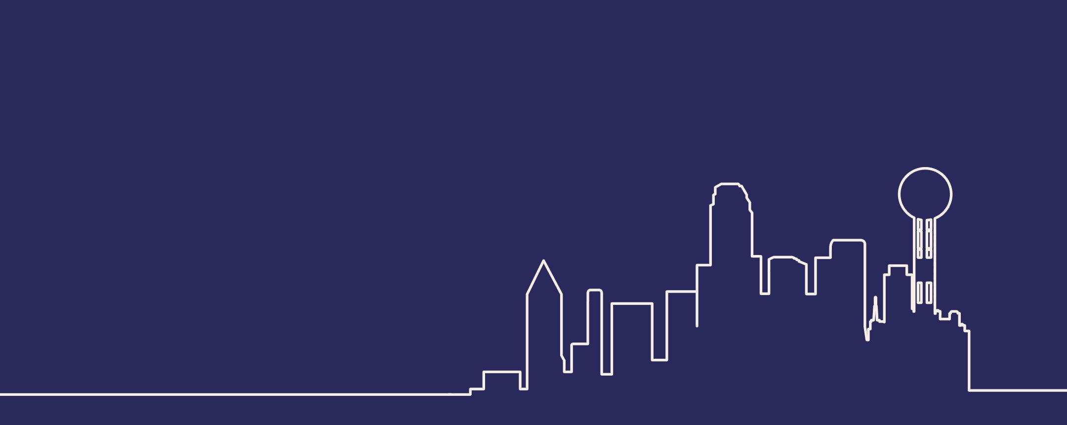 Line art depicting sklyine of Dallas Fort Worth downtown