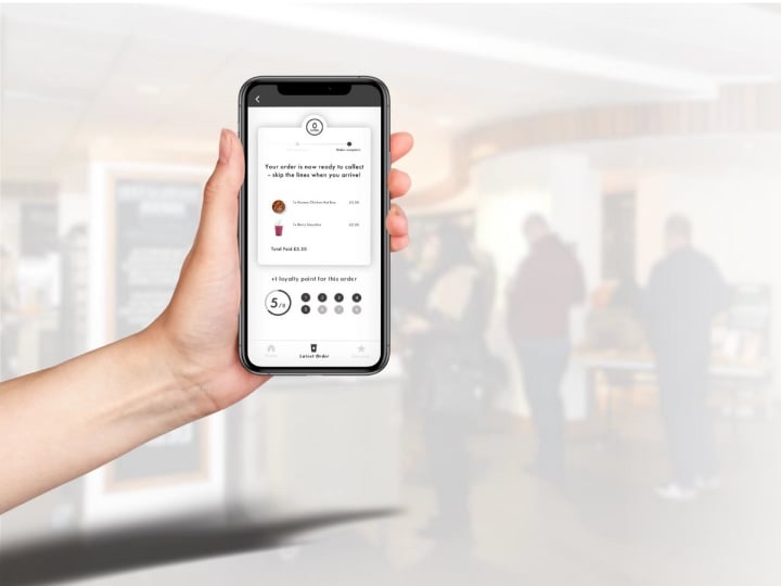 Phone display showing a feedback survey.