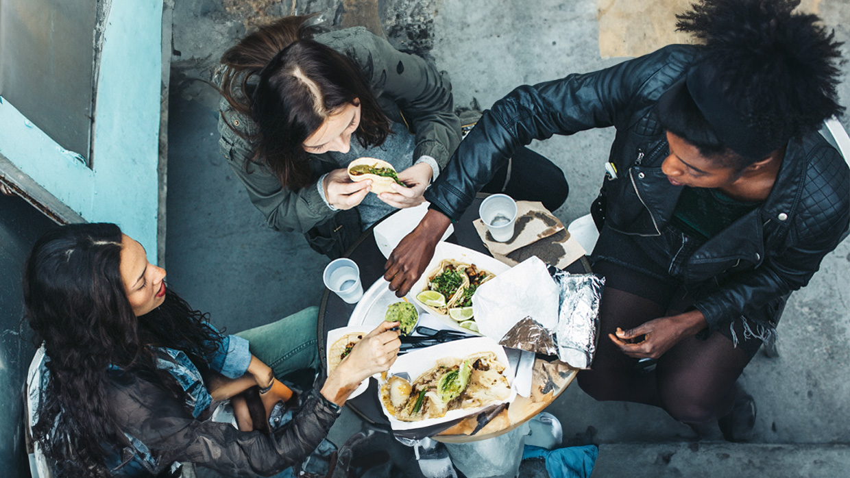 people eating some food