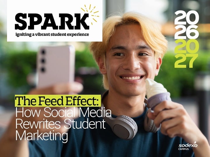 Spark Magazine 2026–2027 thumbnail featuring a student taking a selfie while eating an ice cream cone.