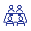 Icon showing four people sitting around a table, representing a group meeting or shared meal.