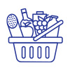 basket with vegetables and fruits line icon