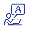 person at computer bubble chat line icon