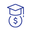 graduate hat on dollar coin line icon