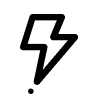 Minimalist black lightning bolt icon with a small dot beneath it.