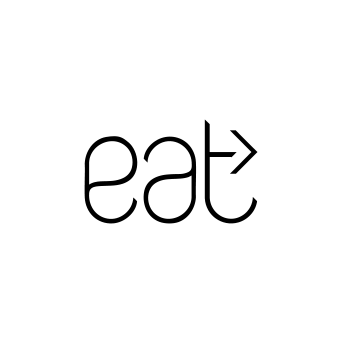 Logo featuring the word 'eat' in a modern and stylized font. The letter 'a' is cleverly designed to resemble an arrow pointing to the right, adding a sense of direction and movement to the design