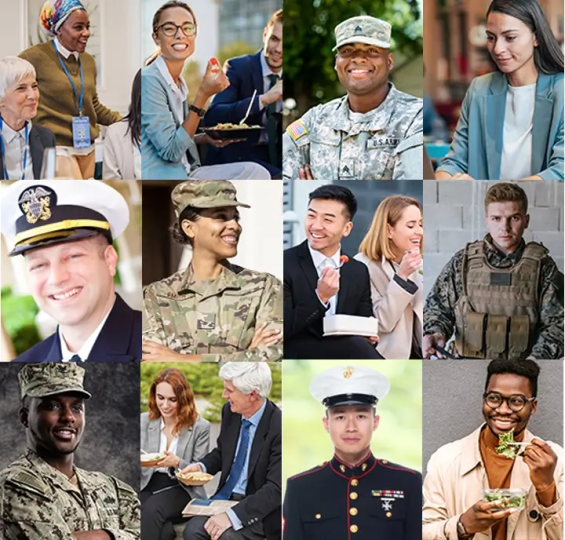 collage of military and government workers