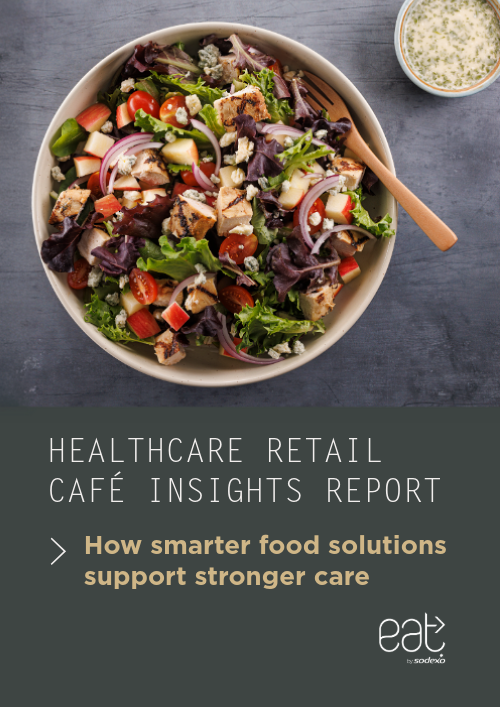 Thumbnail of the Healthcare Retail Café Insights Report, featuring a bowl of fresh salad.