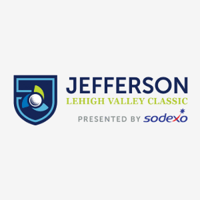 Logo with a shield, golf ball icon, and text reading Jefferson Lehigh Valley Classic presented by Sodexo.