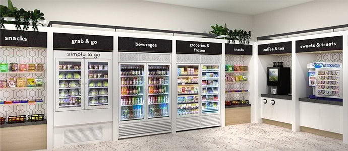 Food Hive campus convenience store featuring snacks, grab-and-go meals, beverages, and more