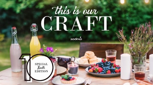 Craft magazine thumbnail showing an outdoor tablescape with dessert, berries and drinks.