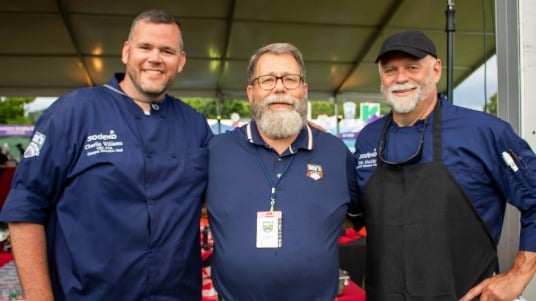 Sodexo employees posing together at the Dick’s Open Draw Party event.  