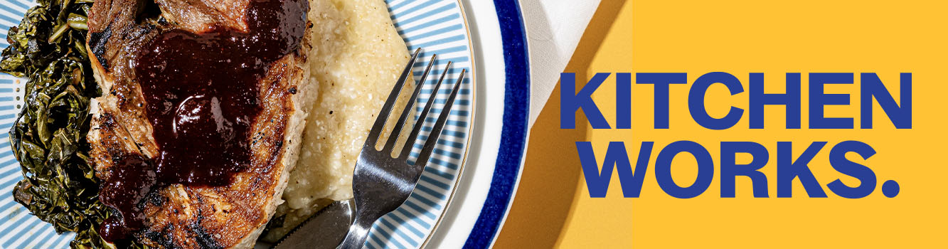 Kitchen Works logo next to a chicken dish.