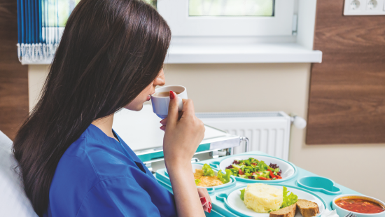 A patient consuming nutritious and healthy diet