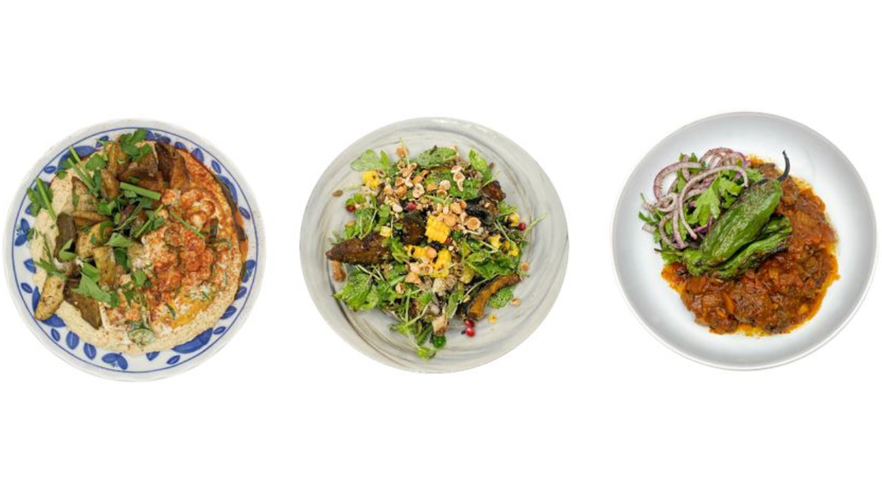 Three dishes from Chef Bjorn Shen's plant based menu with Sodexo.