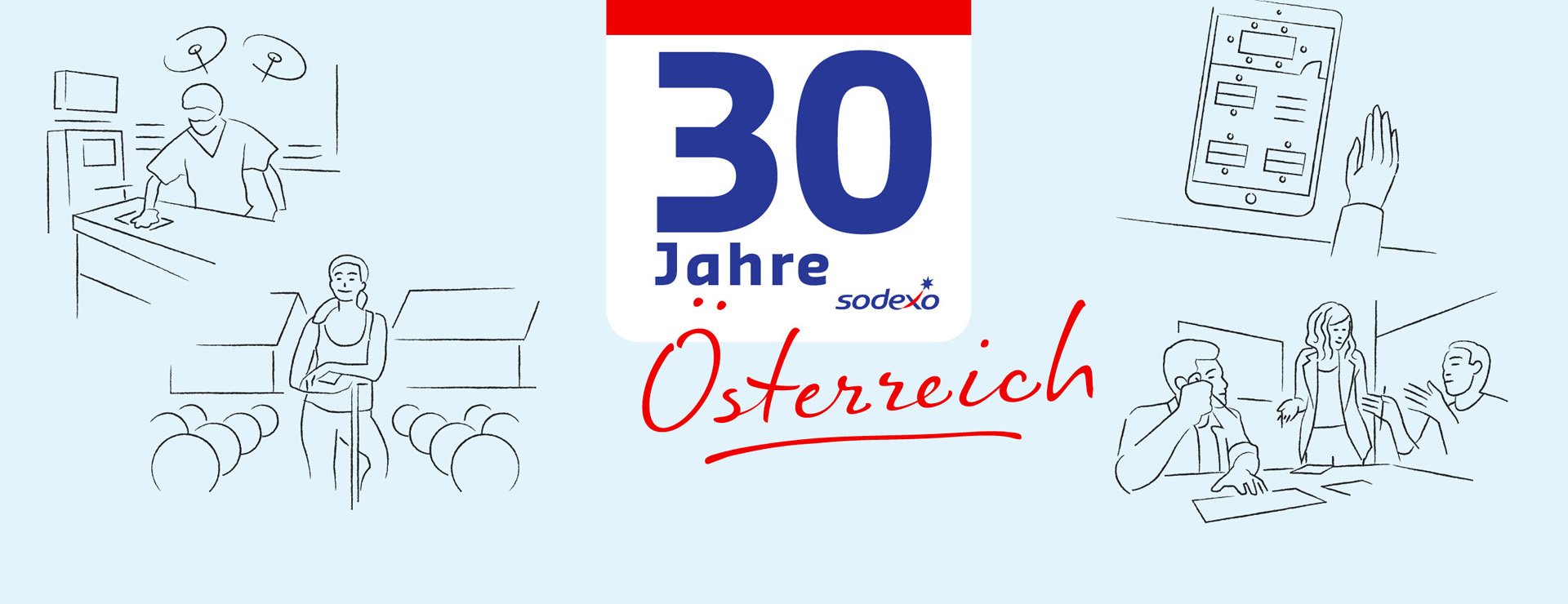 Sketchzeichnung 30 Jahre Sodexo Oesterreich