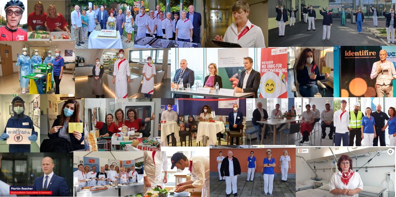 Verschiedene Fotos des Personals als Collage