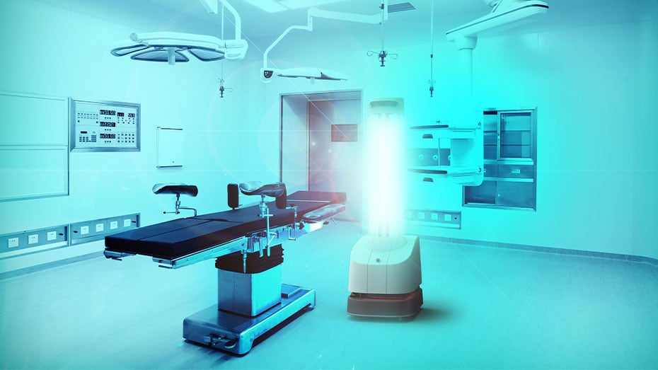futuristischer blauer OP-Saal