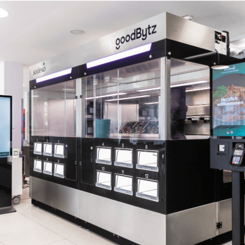 Blick auf den goodBytz-Roboter, den Sodexo im Gesundheitszentrum (GZT) des Universitätsklinikums Tübingen betreibt