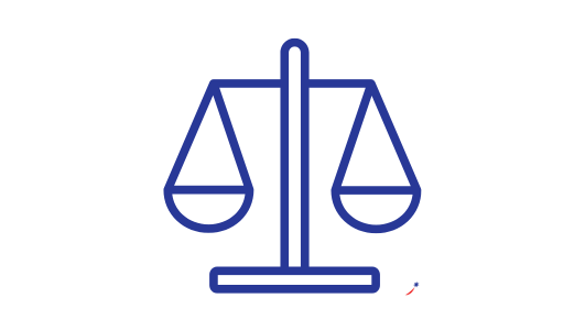 Blaues Icon, das eine Balkenwaage zeigt.