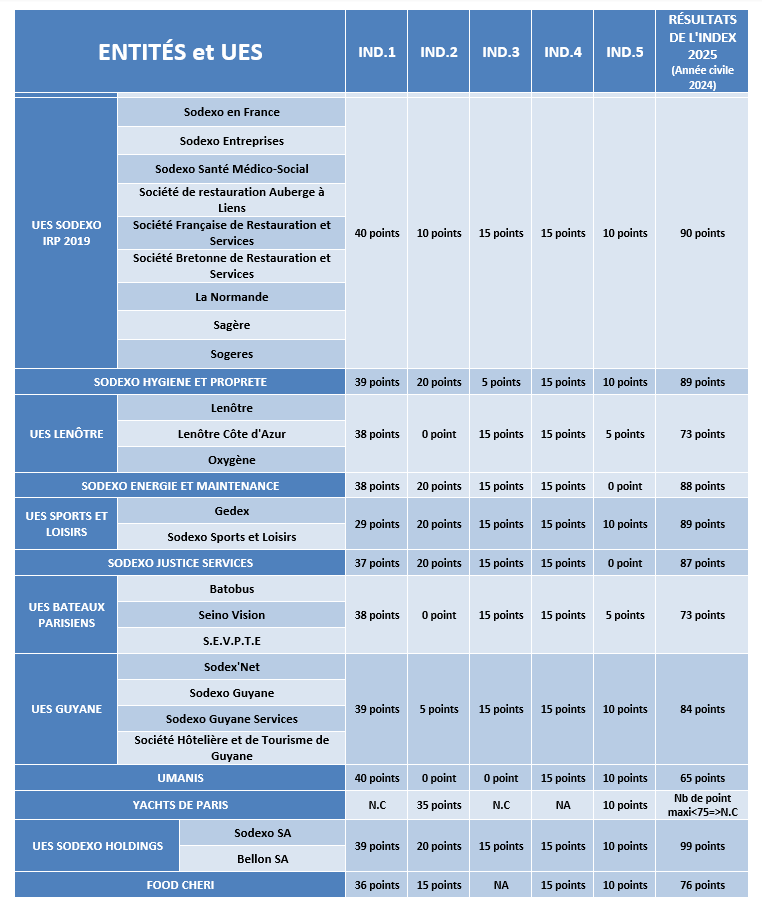 Index de l’égalité professionnelle entre les hommes et les femmes