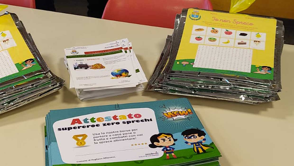 260 Food Bag antispreco e riciclabili consegnate ai bambini delle scuole primarie di Pogliano Milanese,