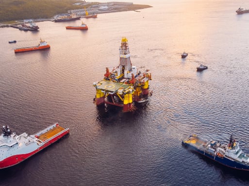 Offshore booreilanden, platformen en schepen 