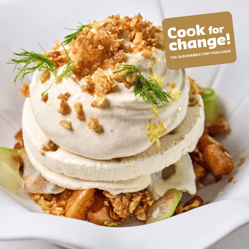 Efterrättsbild med koppling till Sodexos interna globala kocktävling Cook for Change!