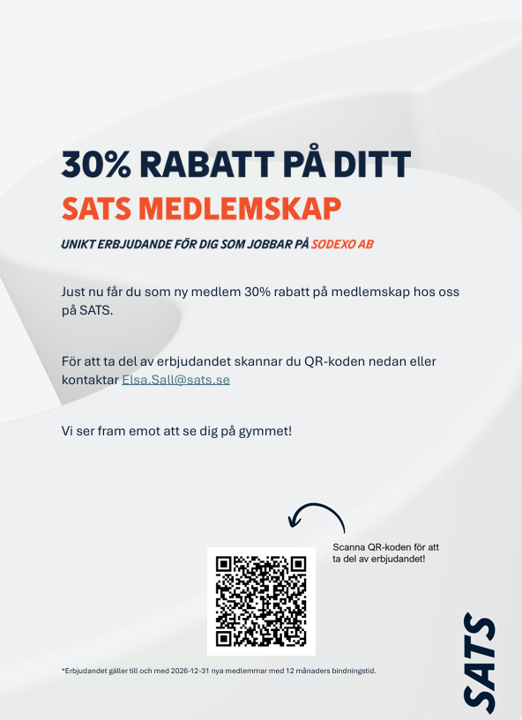 Erbjudande från SATS till Sodexo-medarbetare